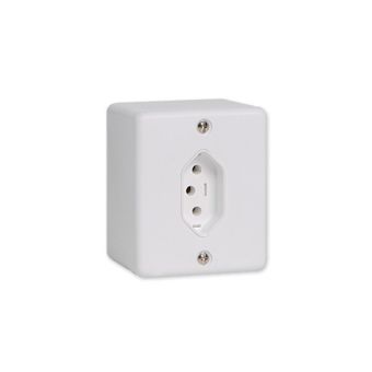 TOMADA FIXA SOBREPOR BIPOLAR 2P + T 10A 250V