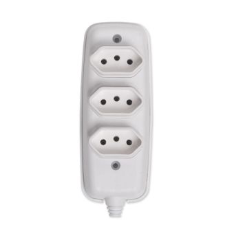 TOMADA EM BARRA TRIPLA 2P+T 10A 250V CINZA