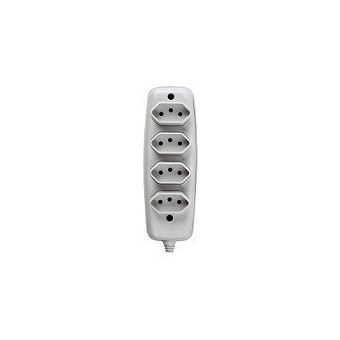 TOMADA EM BARRA QUADRUPLA 2P+T 10A 250V CINZA