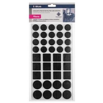 CONJUNTO PROTETOR EM FELTRO COM ADESIVO PRETO 40 PECAS PR2140