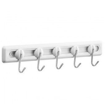 GANCHO ADESIVO PLASTICO BRANCO 5 GANCHOS 0,5kg