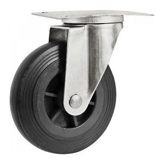 RODIZIO GIRATORIO 4" PRETO 101mm(Diam. roda)