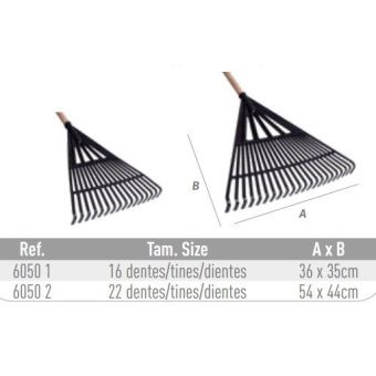 VASSOURA PLASTICA PARA JARDIM 16 DENTES COM CABO 36x35cm