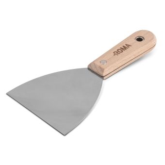 ESPATULA DE ACO INOX CABO MADEIRA 100mm