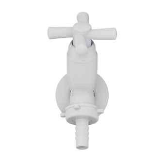TORNEIRA DE TANQUE 15cm BICO MANGUEIRA 1/2" 3/4" CROSS BRANCA