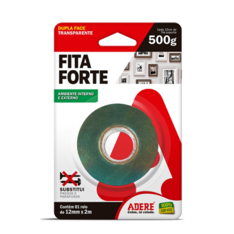 FITA FORTE DUPLA FACE TRANSPARENTE 12mmX2m