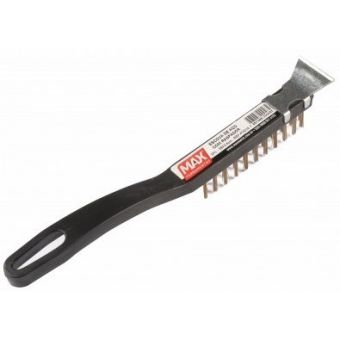 ESCOVA DE ACO PLASTICA C/ RASPADOR 3 Fileiras 280x24mm