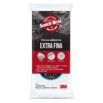 FOLHA ABRASIVA SCOTH BRITE BRANCA EXTRA FINA 110x225