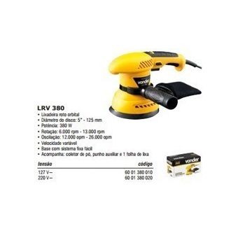 LIXADEIRA ROTO ORBITAL 5" LRV355 220V
