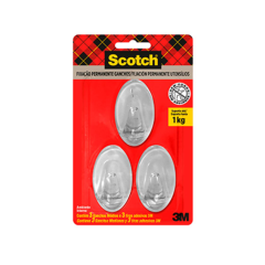 GANCHO TRANSPARENTE MEDIO SCOTCH 3 GANCHOS