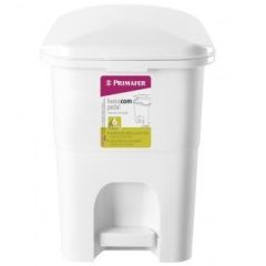LIXEIRA RETANGULAR COM PEDAL BRANCA 6L