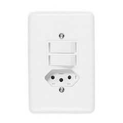 STYLUS-INTER 2 TECLA SIMPLES + 1 TOM. FIXA EMB BIP. 2P+T 6/20A 250V C/ PLACA 4X2