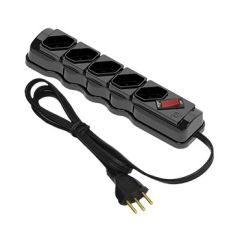 FILTRO DE LINHA ECONOMICO C/ 5 TOMADAS BIVOLT PRETO