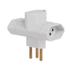 PINO BIPOLAR 3 SAIDAS TIPO T 2P+T BRANCO 10A 250V