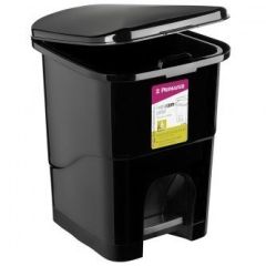 LIXEIRA RETANGULAR COM PEDAL PRETA 6L