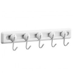 GANCHO ADESIVO PLASTICO BRANCO 5 GANCHOS 0,5kg