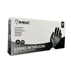 LUVA NITRILICA PRETA HEAVY G 9" c/50un